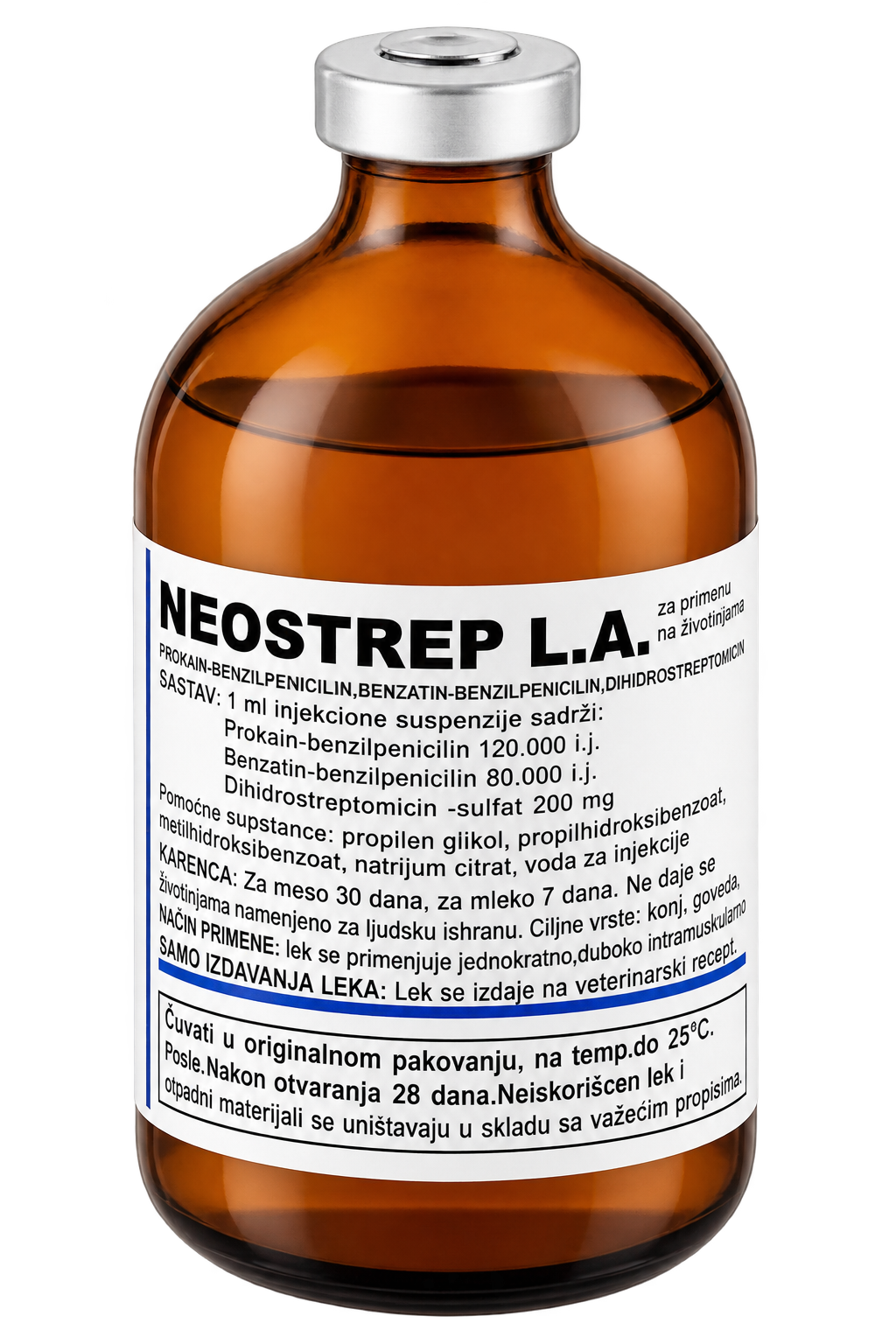 NEOSTREP L.A. szuszpenziós injekció 100 ml-es barna injekciós üvege